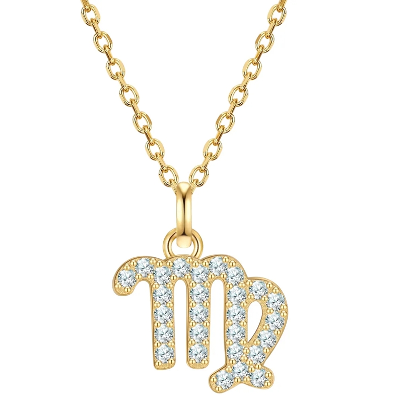 Glanzstücke München Mittellange Halskette Sterling Silber Halskette Zirkonia Sternzeichen Ju gold