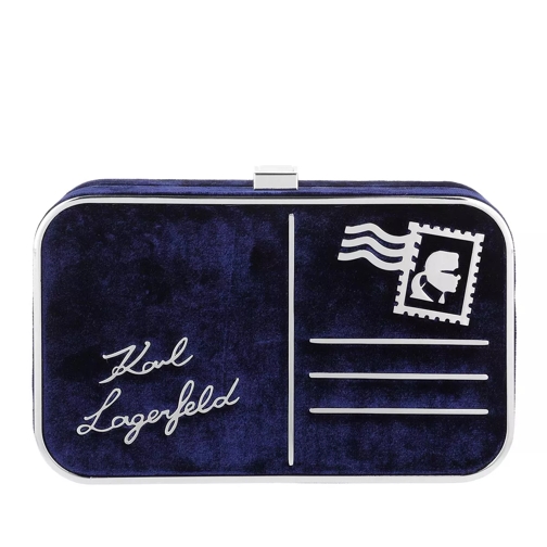 Karl Lagerfeld Postcard Velvet Minaudiere Crossbody Bag Midnight Blue Clutch