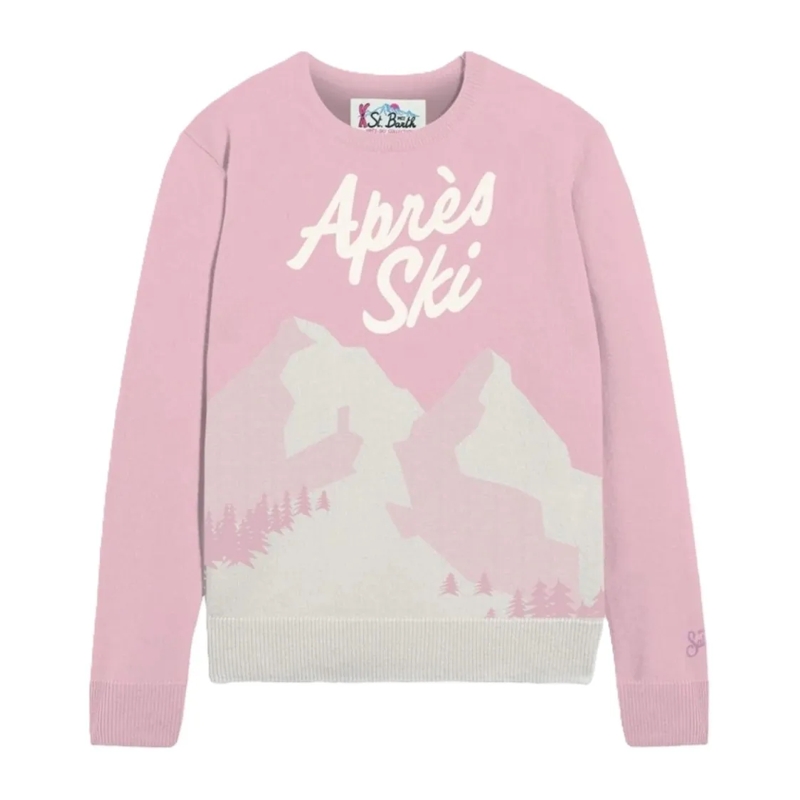 Mc2 Saint Barth Trui Modern Crew Neck Pullover With Nature-Inspired Gra Pink