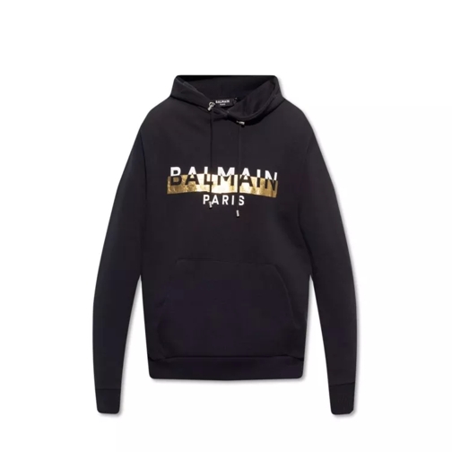 Balmain Logo Hooded Sweatshirt Black 
