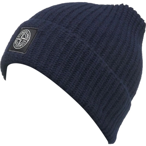 Stone Island  Knit beanie in virgin wool blau