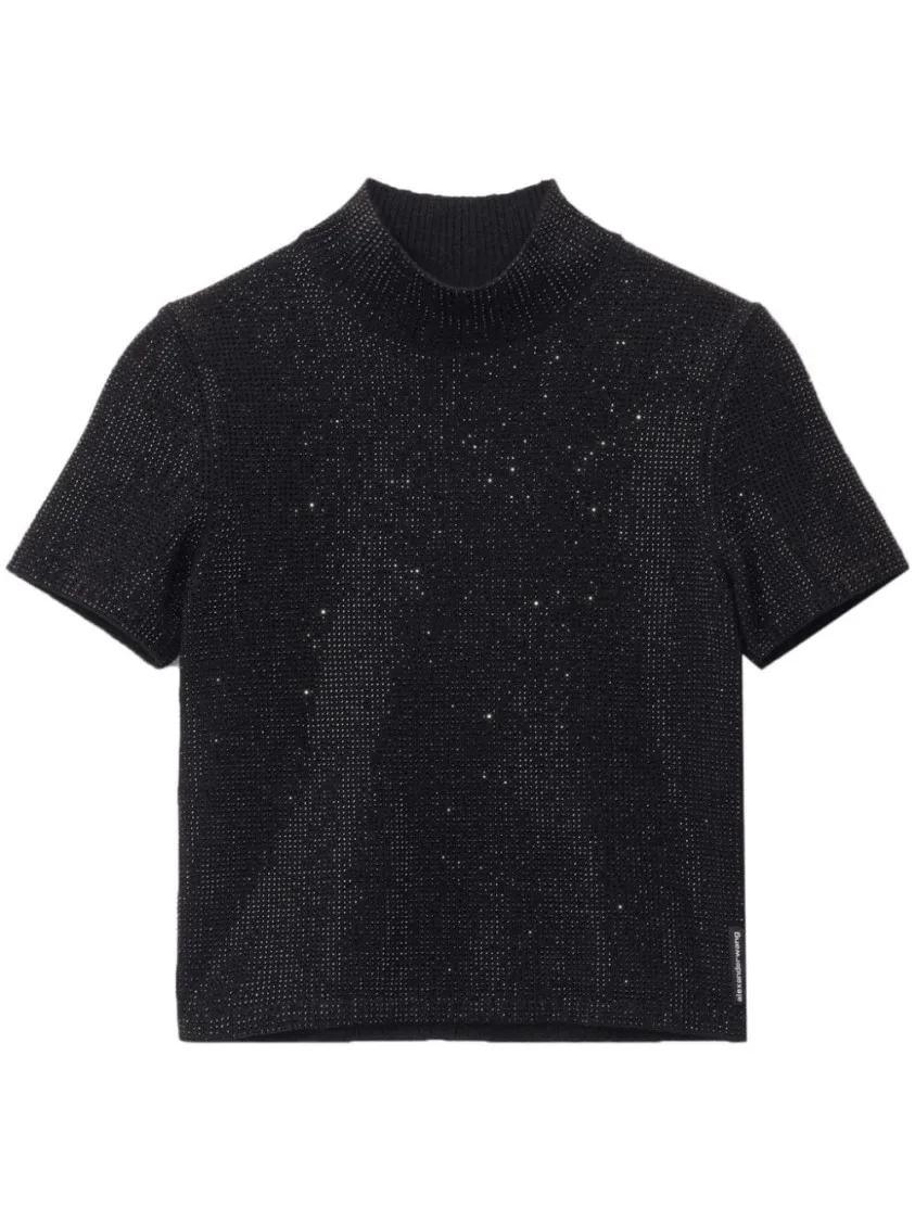 Alexander Wang - Crystal-Embellished Hotfix Top - Größe L - schwarz