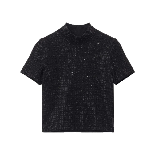 Alexander Wang Crystal-Embellished Hotfix Top Black Magliette