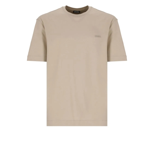 Zegna T-Shirts Beige Cotton T-Shirt Neutrals