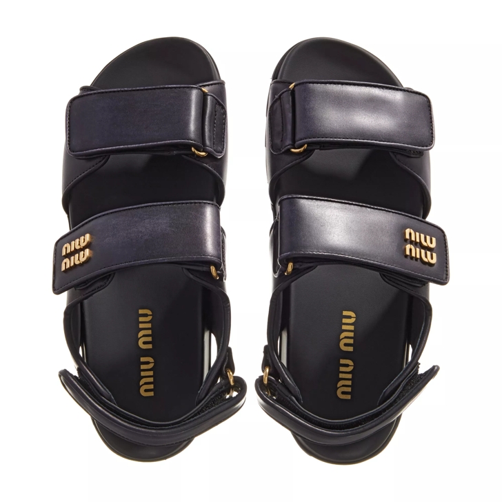 Miu Miu Logo Plaque Open Toe Sandals Black Sandale