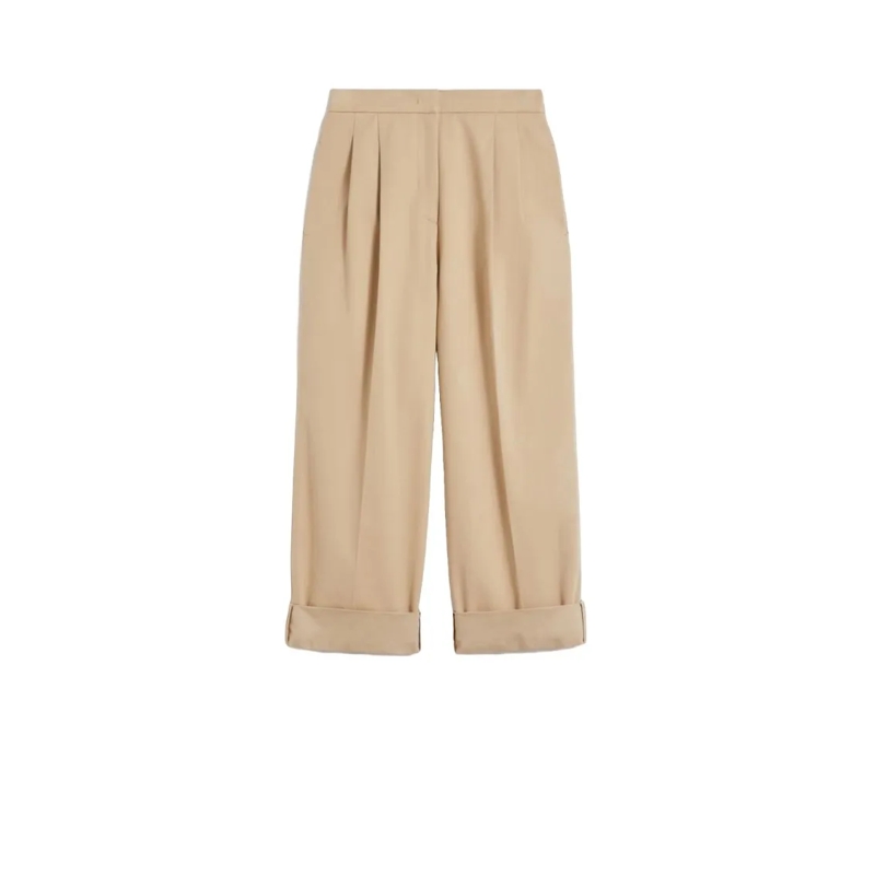 Max Mara  Wide-Leg Pants With Cuffed Hems Neutrals