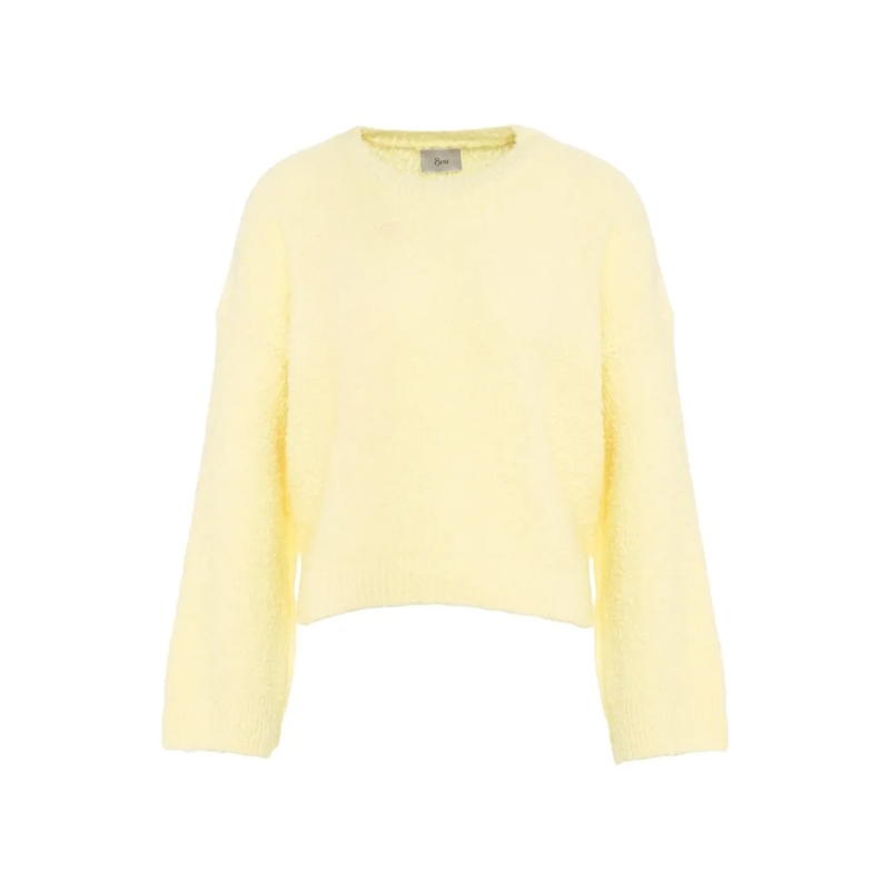 8Pm Pull Slightly Cropped Knit Sweater In Warm Yellow Wool  Neutrals
