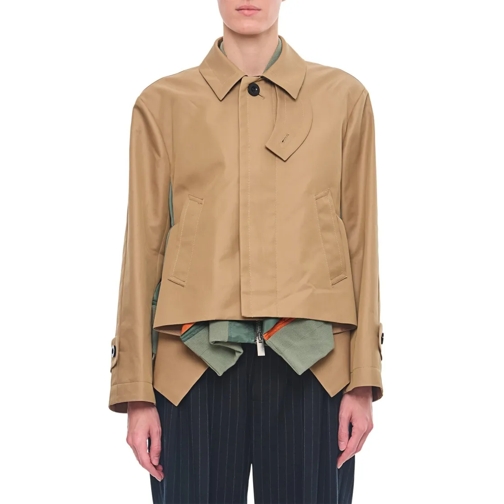 Sacai Veste de transition Cotton Gabardine X Nylon Twill Blouson Brown