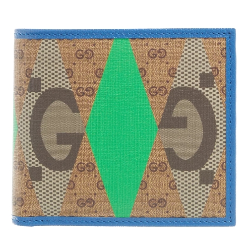Gucci Canvas Street Style Leather Folding Wallet Logo Bicolor Tvåveckad plånbok