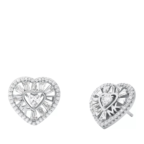 Michael Kors Tapered Baguette Heart Stud Earrings Silver Oorsteker