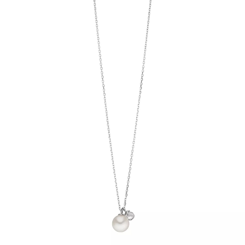 Leaf Necklace 2 Drops Silver Mittellange Halskette