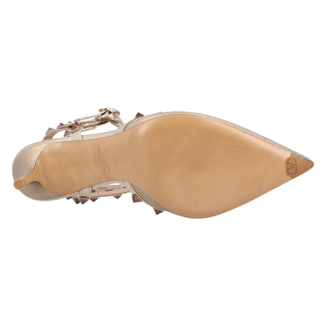 Thumbnail - Valentino Garavani Hohe Schuhe - Rockstud Leather Slingback Pumps Multicolored - Gr. 38,5 (EU) - in Beige - für Damen