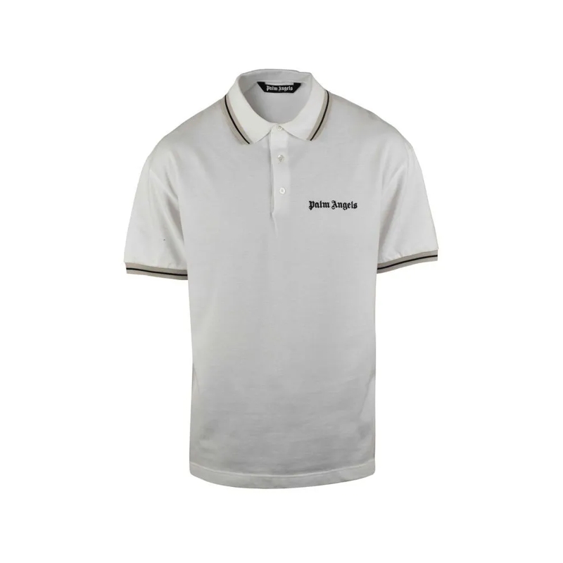 Palm Angels Polo shirt Classic White Polo With Striped Trim White