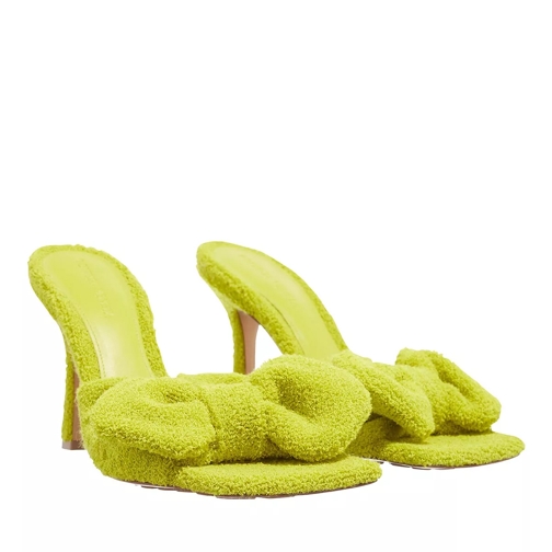 Bottega Veneta Detailed Heeled Slide Sandals Kiwi Yellow Mule