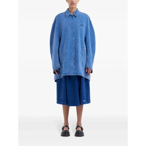 Marni Logo-Appliqué Denim Jacket Blue Vestes en jean