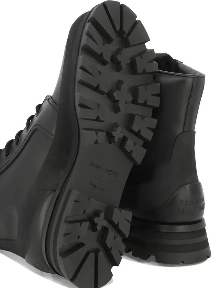 Thumbnail - Alexander McQueen Stiefel - Leather-Rubber Ankle Boots - Gr. 42 (EU) - in Schwarz - für Damen