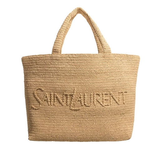 Saint Laurent Raffia Tote Bag Natural Rymlig shoppingväska