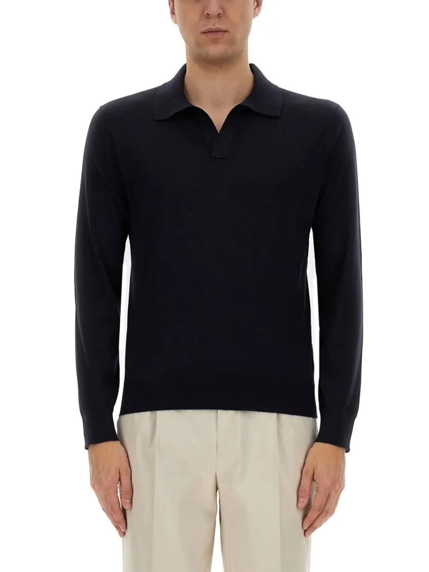 Thumbnail - Zegna - Cashmere And Silk Polo Shirt - Größe 52 - blau