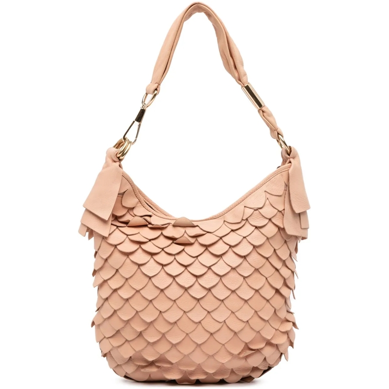 Saint Laurent Schultertasche Leather St Tropez Fish Scale Hobo rose
