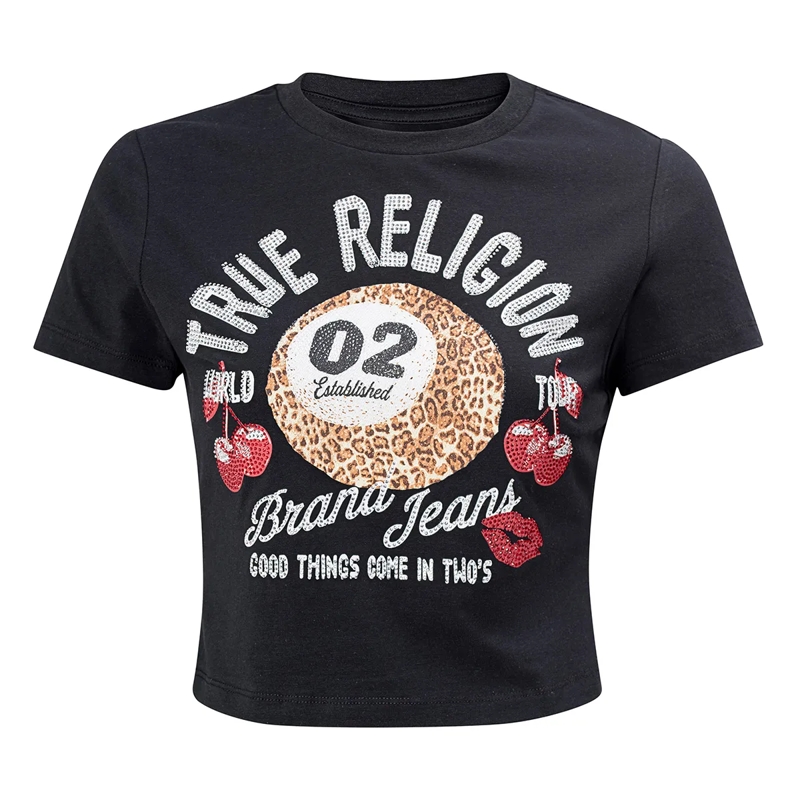 True Religion T-Shirt - T-Shirt- Kurzarm- Verkürzte Form- Bauchfrei- schwarz