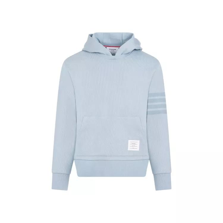 Thom Browne - Light Blue Cotton Crewneck Hoodie Pullover - Größe 3 - blue