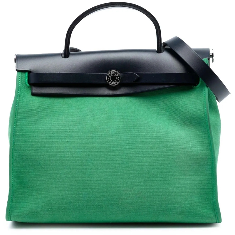 Hermès Schultertasche Toile Herbag Zip 31 grün