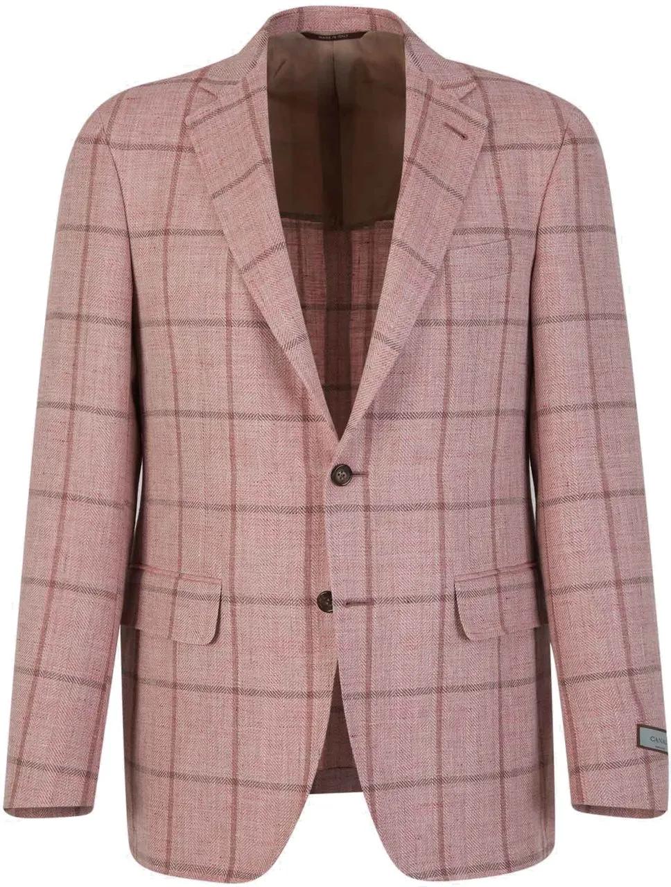 Thumbnail - Canali - Checked Motif Blazer - Größe 48 - rosa
