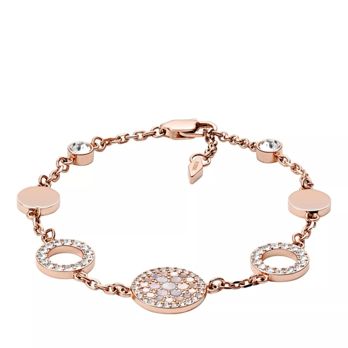 Fossil Val Mosaic Mother-of-Pearl Disc Station Bracelet Pink, Rose Gold Braccialetti