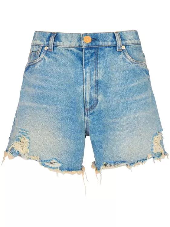 Balmain - Mid-Rise Frayed Denim Shorts - Größe 36 - blue