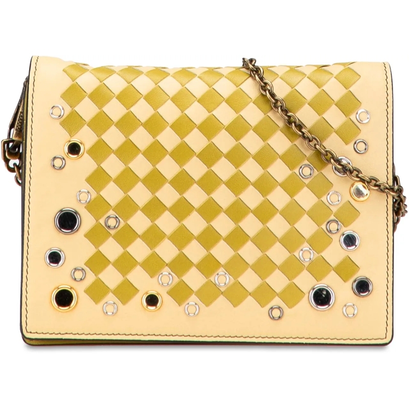 Bottega Veneta Sac à bandoulière Nappa Intrecciato Studded Wallet on Chain gelb