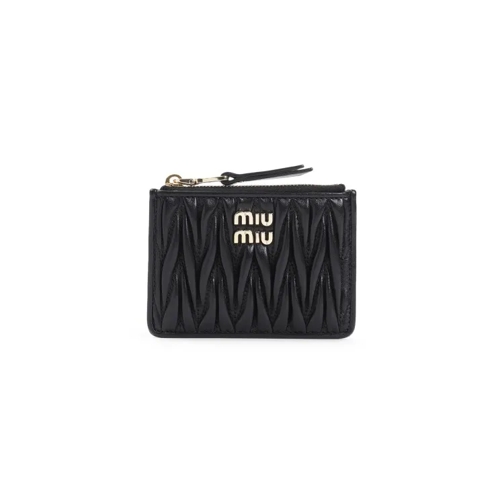 Miu Miu Black Lamb Leather Card Holder Black Kaartenhouder