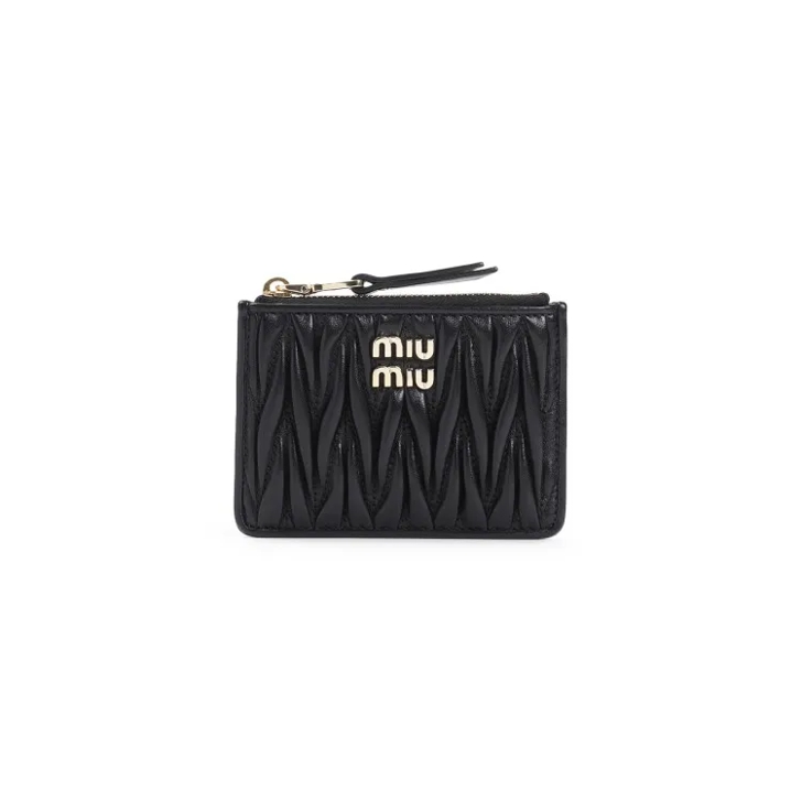 Miu Miu Black Lamb Leather Card Holder Black Kartenhalter