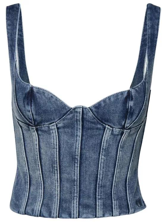 Off-White - Blue Cotton Blend Bustier Top - Größe 40 - blue