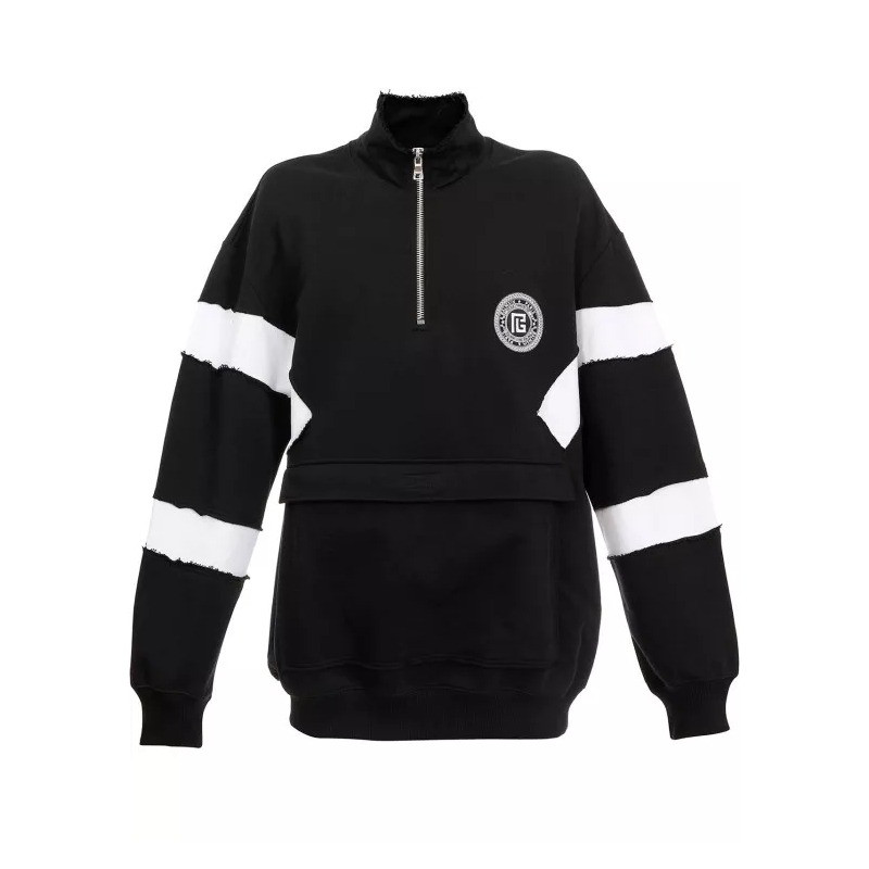 Balmain  Circle Logo Cotton Sweatshirt Black