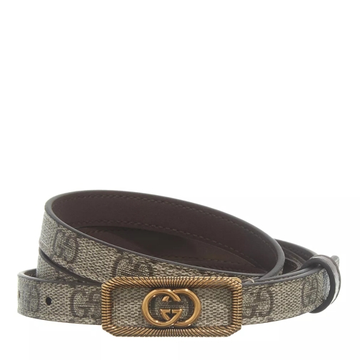 Gucci Thin Belt With Interlocking G Buckle Beige and Ebony Dünner Gürtel
