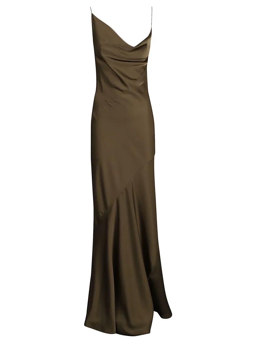 Philosophy Di Lorenzo Serafini - Olive Green Satin Long Dress - Größe 42 - grün