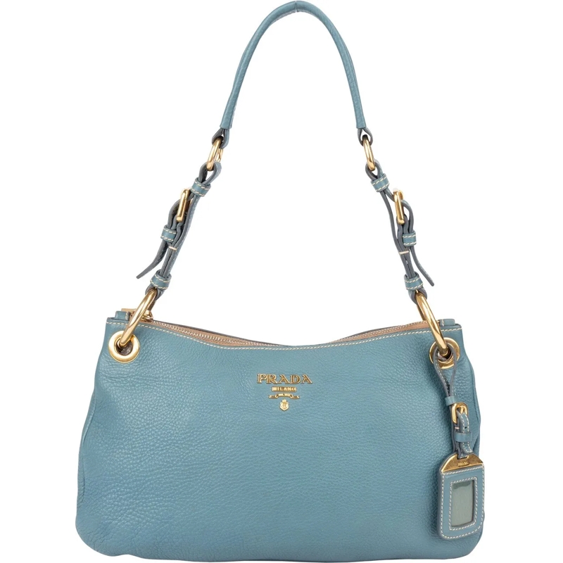 Prada Schultertasche Prada Blue Leather Cleo Shoulder Bag blau