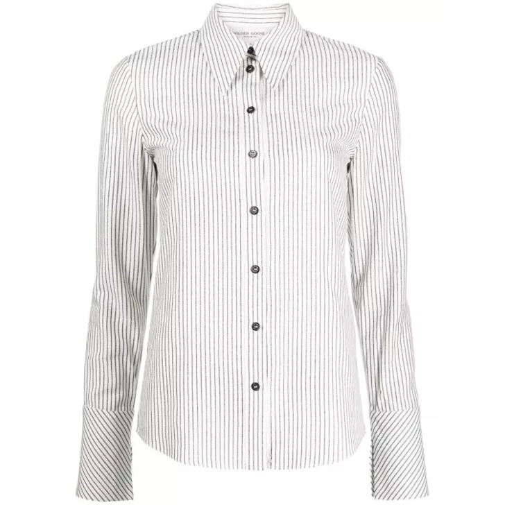 Golden Goose White Striped Shirt White Camicie