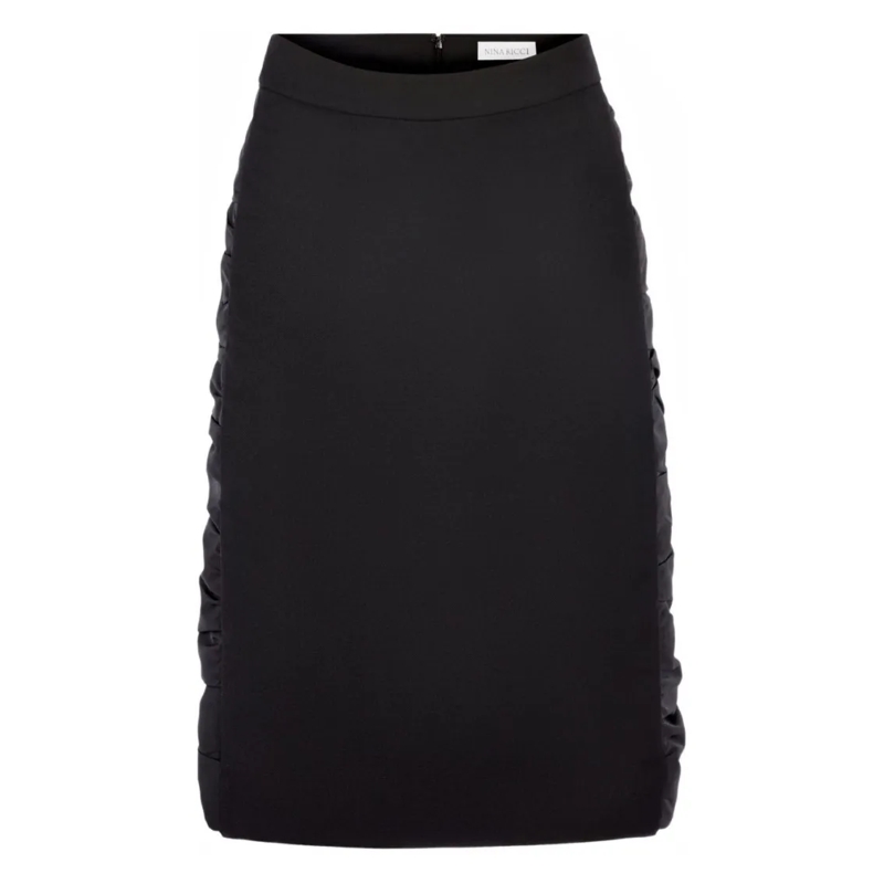 Nina Ricci Minirok Ruched-Detail Straight Black Skirt Black