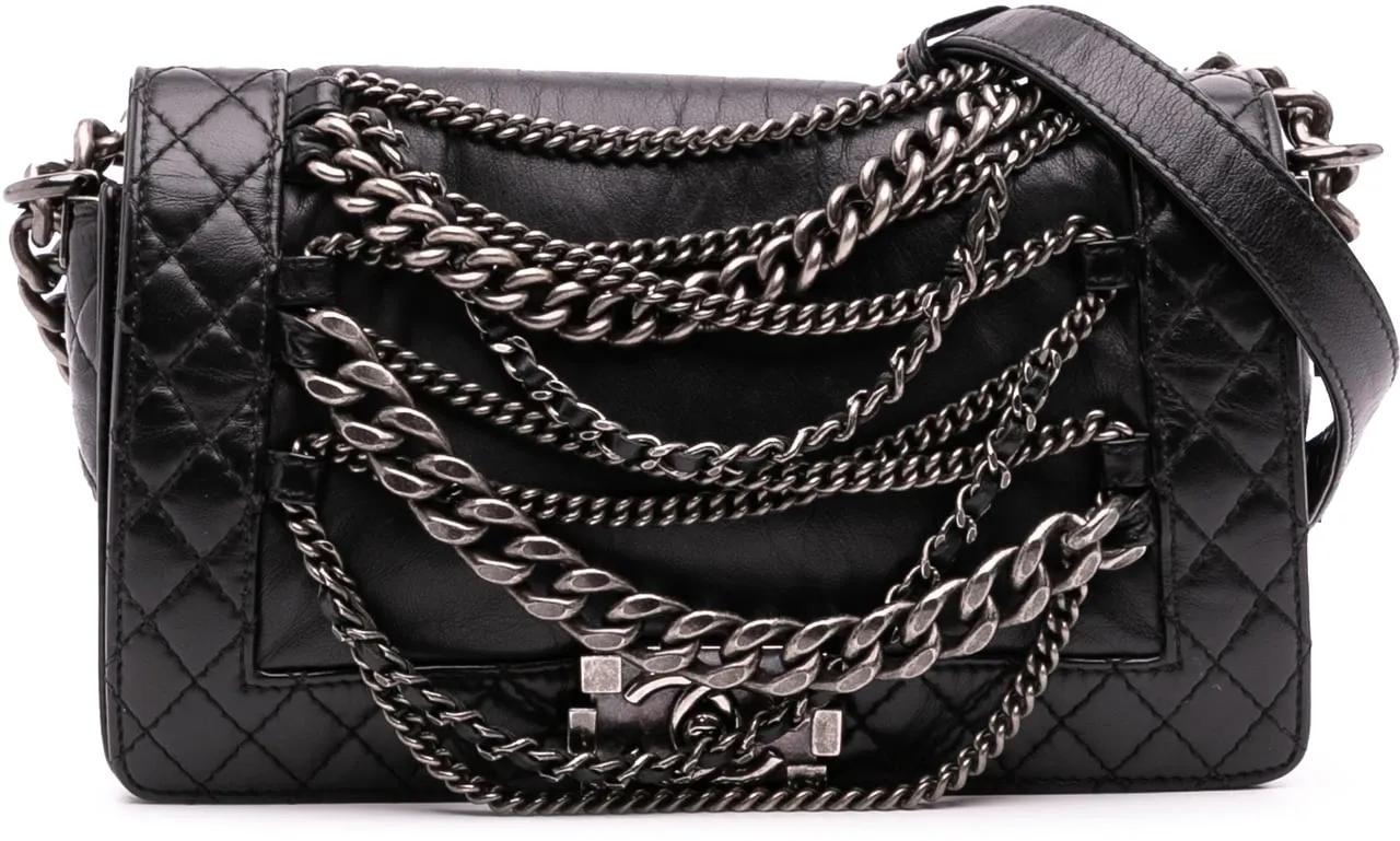 Chanel Hobo Bags - Medium Calfskin Enchained Boy Flap - Gr. unisize - in Schwarz - für Damen