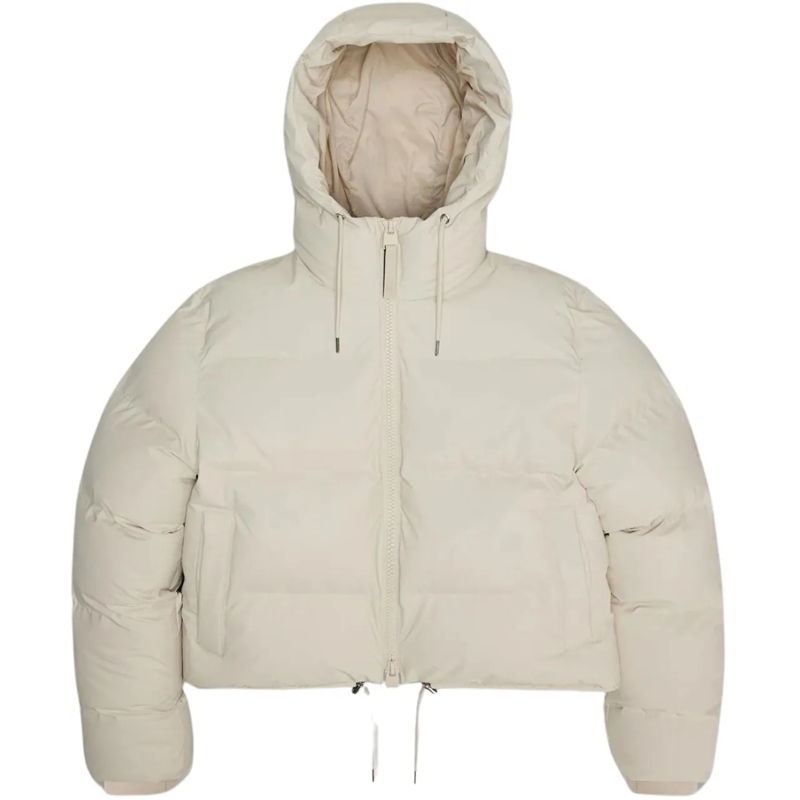 Rains Trenchcoat Rains Alta Short Puffer Jacket W3t3 Regenjas Creme beige