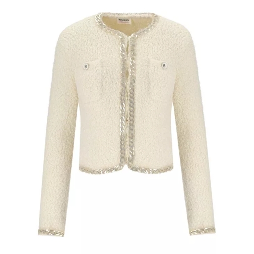 Blugirl Chalk Cropped Boucle Cardigan With Chains White 