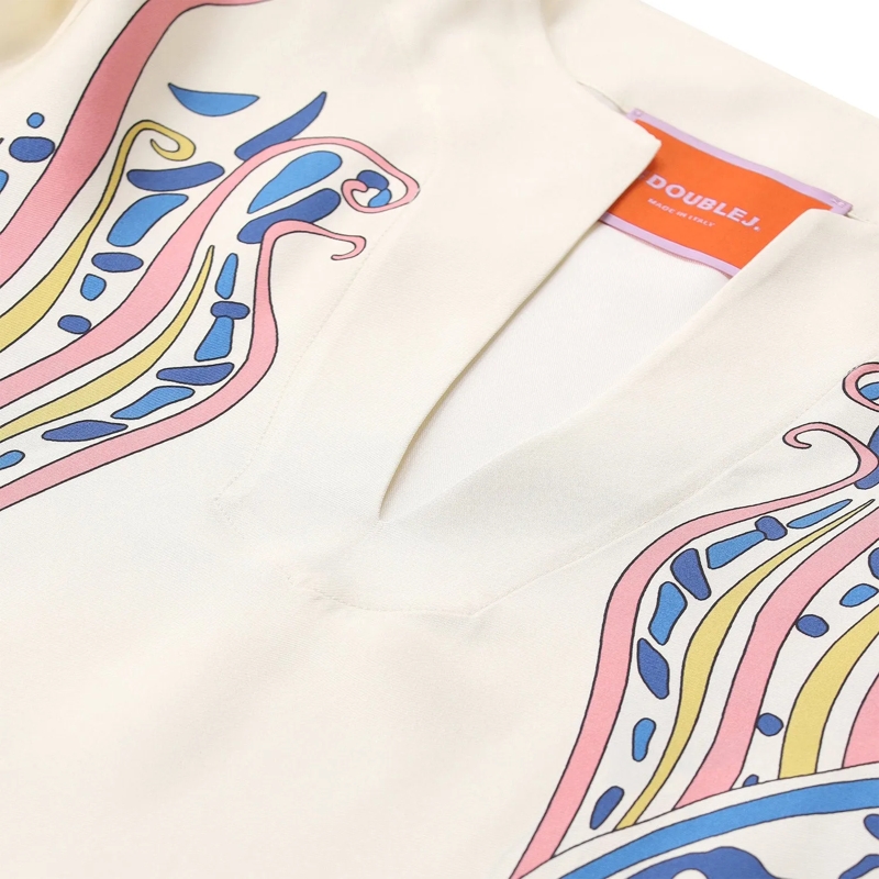 LaDoubleJ Tunika/Kaftan Silk Twill Kaftan With Unique Lemuria Motif White(Image 6)