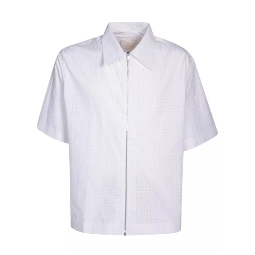 Givenchy Short-Sleeved Jacquard Shirt With 4G All-Over Patt White 