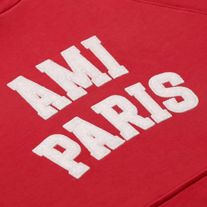 AMI Paris Pull Hoodie aus Baumwoll-Mix rot(Image 4)