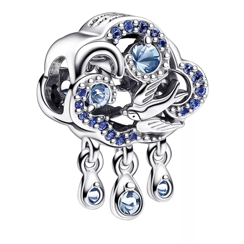 Pandora Cloud sterling silver charm with crystal Blue Ciondolo