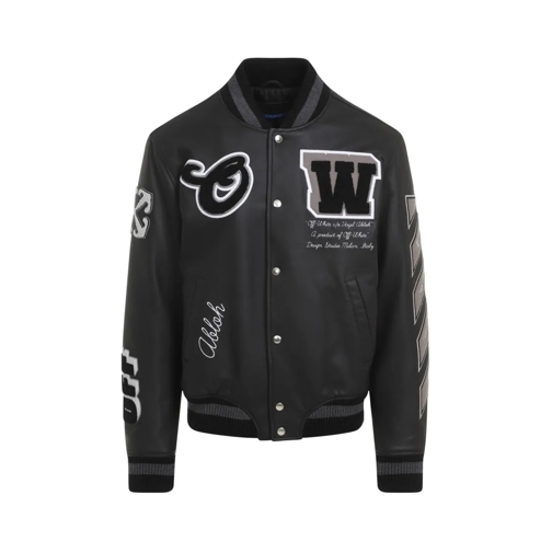 Off-White Vestes en cuir Full Leather Varsity Jacket Black