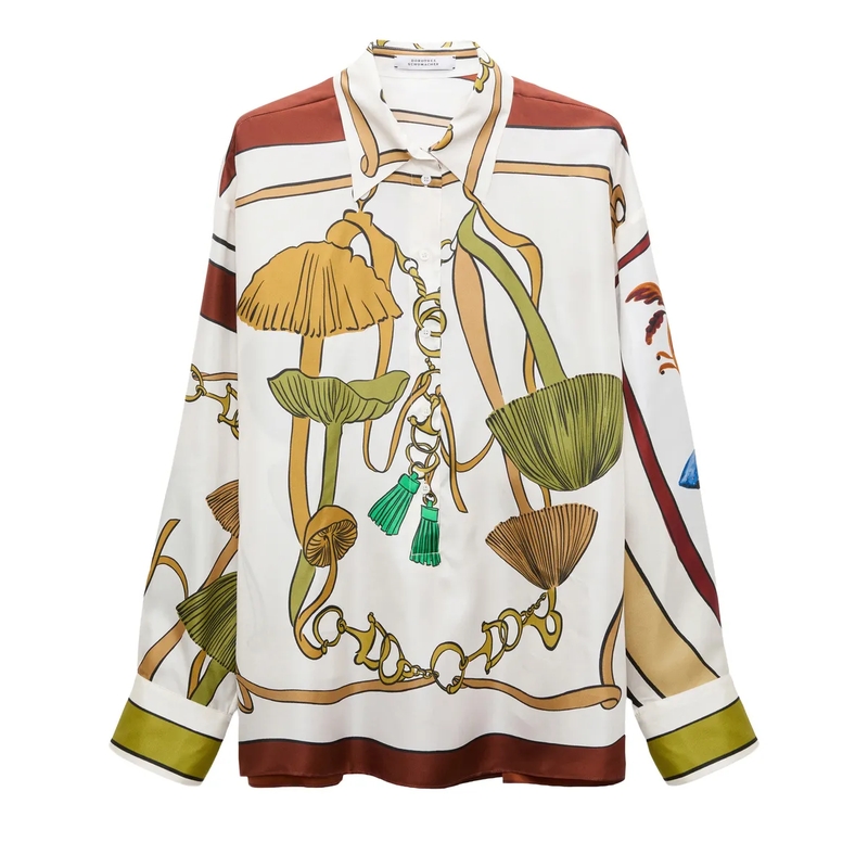Dorothee Schumacher Bluse COSMIC FUNGHI blouse Brown Ribbon scarf