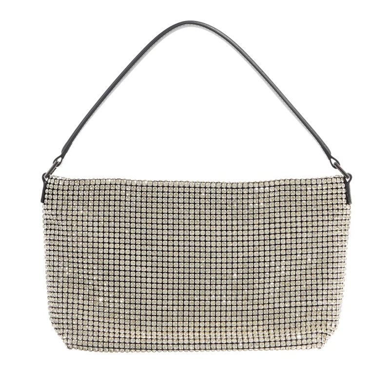 Self Portrait Schultertasche Diamante Medium Hobo Bag Champagne