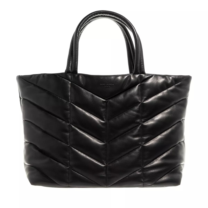 Saint Laurent Puffer Tote In Nappa Lambskin Black Shopping Bag